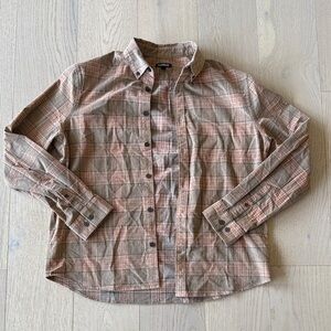Express Corduroy Brown and Tan Plaid Button-Down Shirt